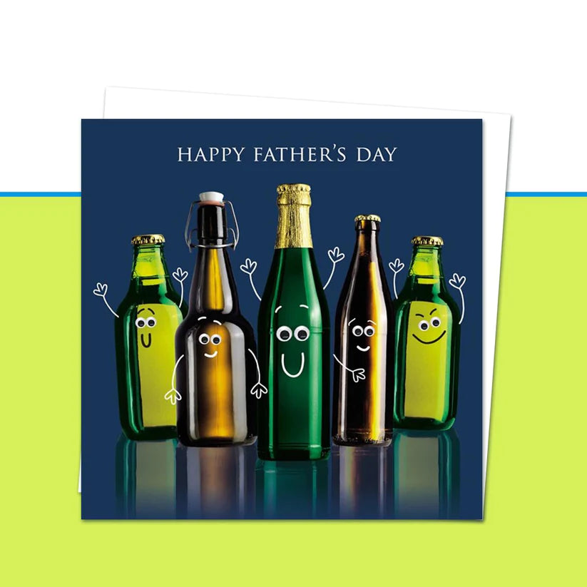 Father's Day Card Open - Googlies Beer Bottles