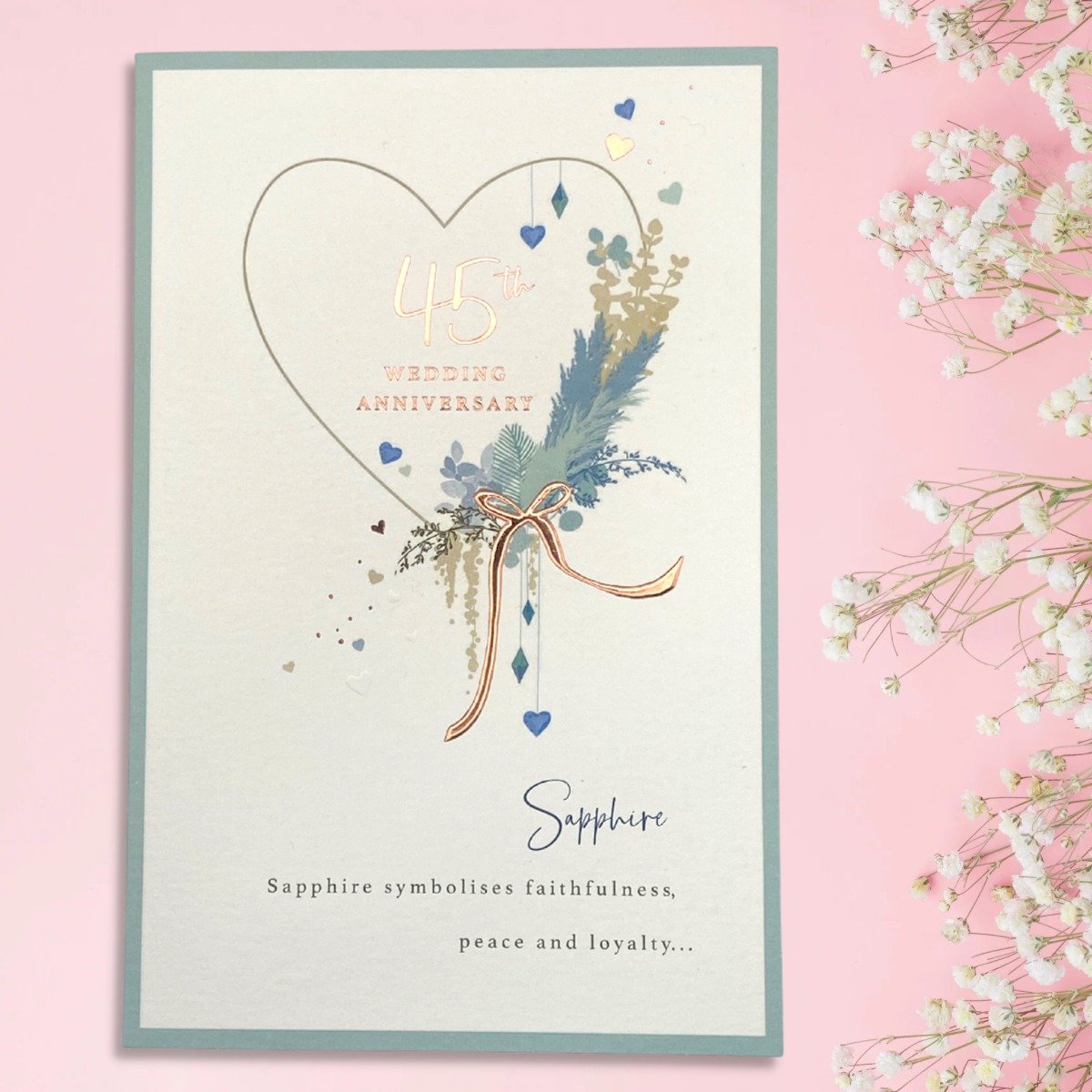 Sapphire Wedding Anniversary Card - 45th Decorated Heart