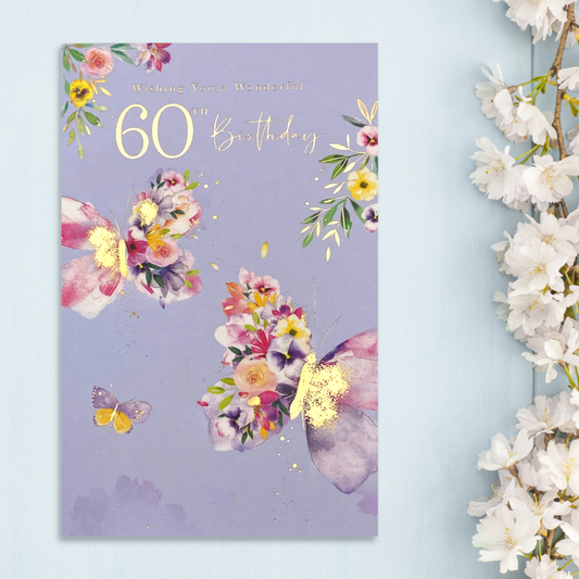 60th Birthday Card - Beautiful Butterflies