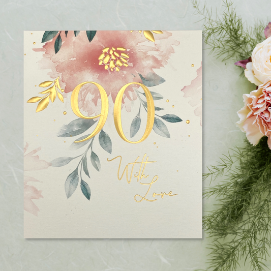 90th Birthday Card - Ruby Bloom