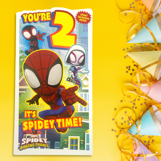2nd Birthday Card - 3-Fold Marvel Spidey