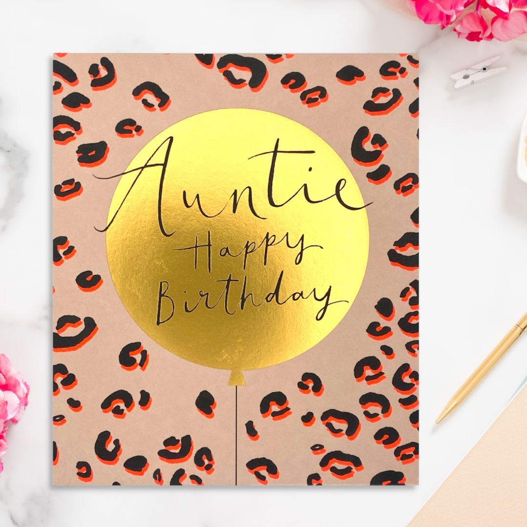 Auntie Birthday Card - Animal Print