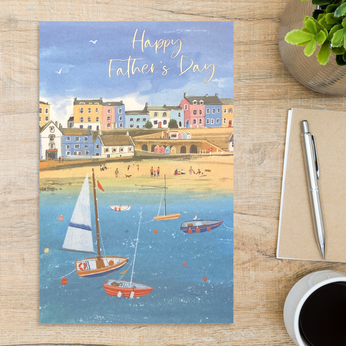 Father's Day Card Open - Harbour Scene