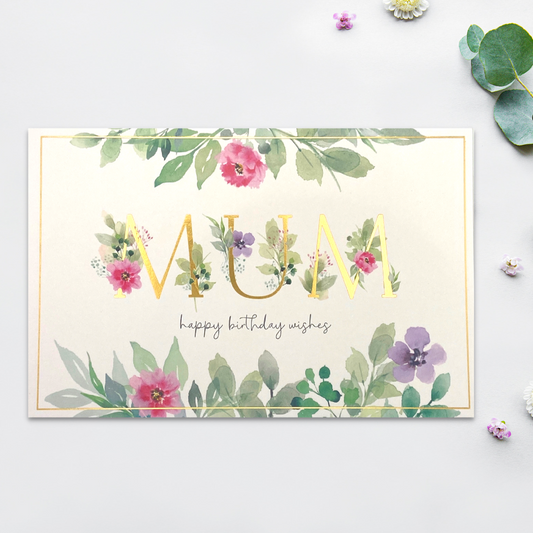 Mum Birthday Card- Decorated Text