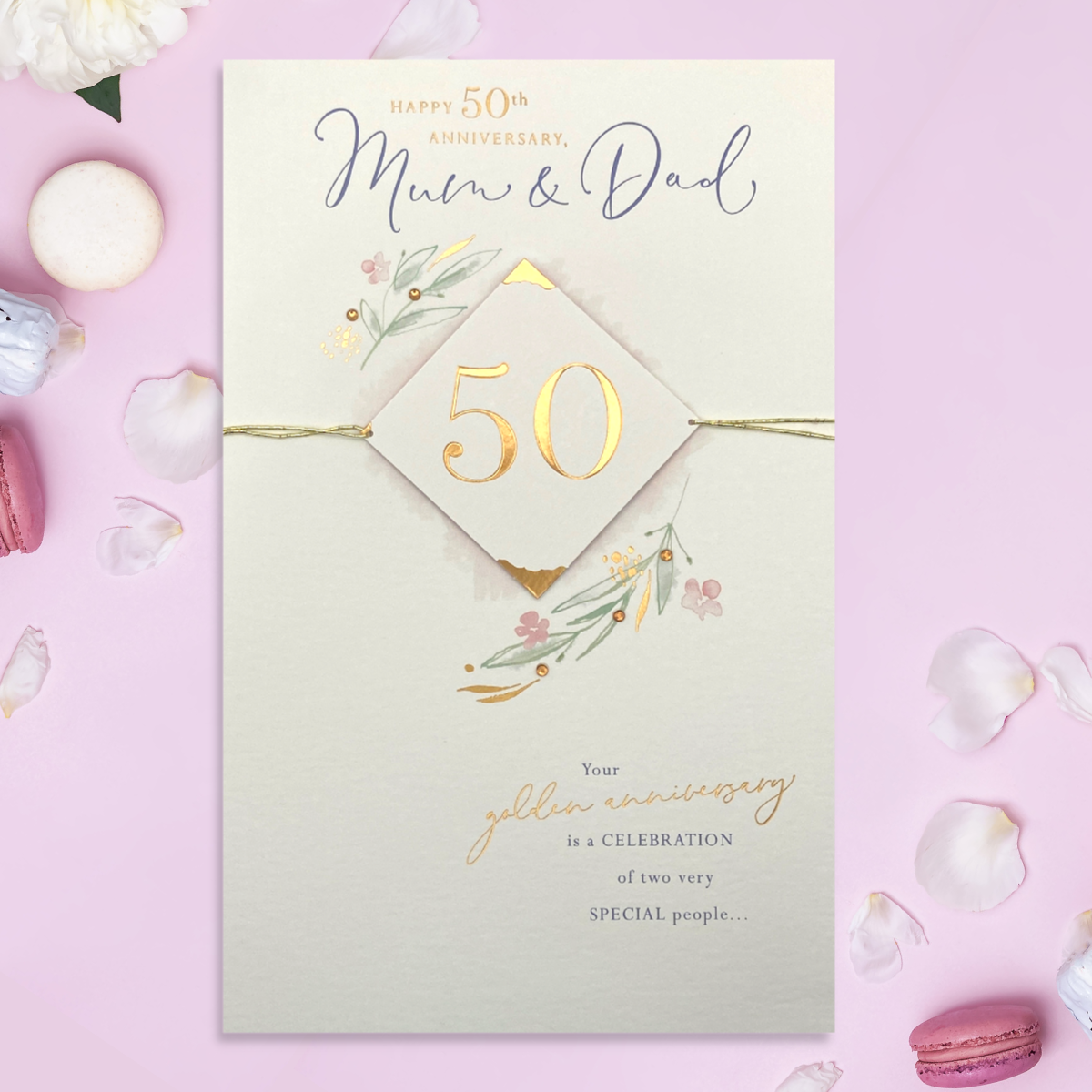 Mum & Dad Golden Wedding Anniversary Card - 50th Embellished Large