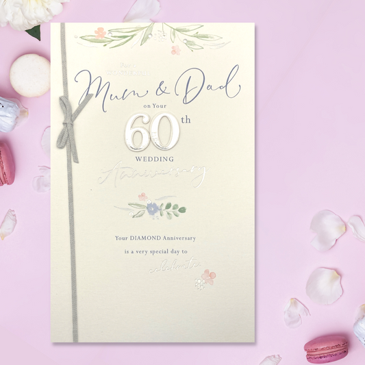 Mum & Dad Diamond Wedding Anniversary Card - 60th Decoupage Large