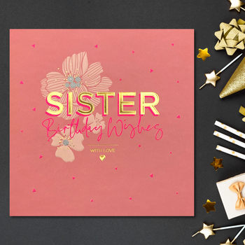 Sister Birthday - Pink Flower Large