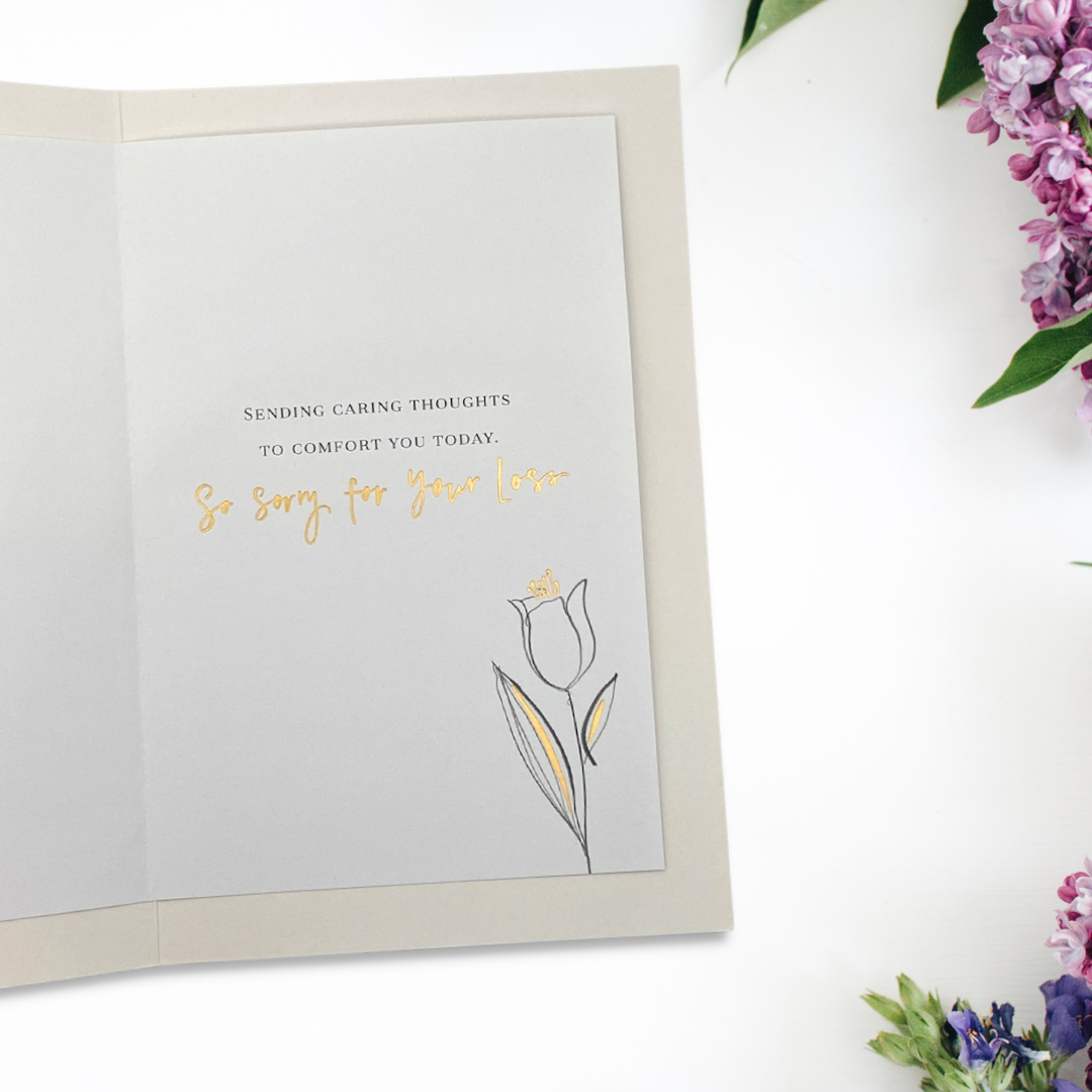 Sympathy Card Open - Embellished Tulip