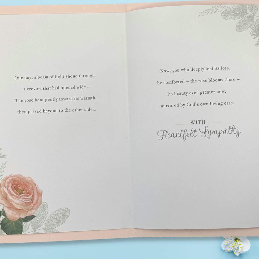 Sympathy Card Open - The Rose Beyond The Wall