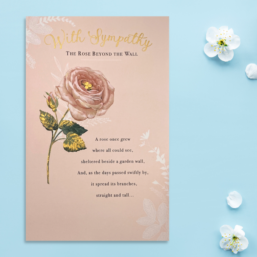 Sympathy Card Open - The Rose Beyond The Wall