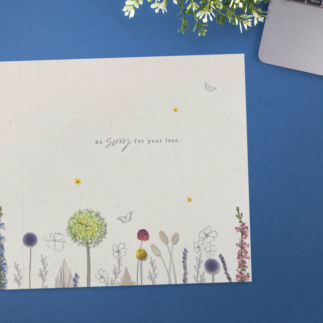 Sympathy Card Open - Pressed Flowers Decoupage