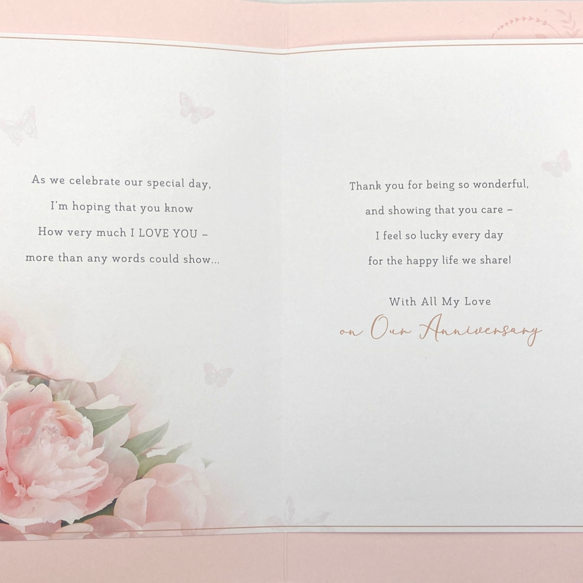 Wife Anniversary Card - Thinking Of You Pink Roses