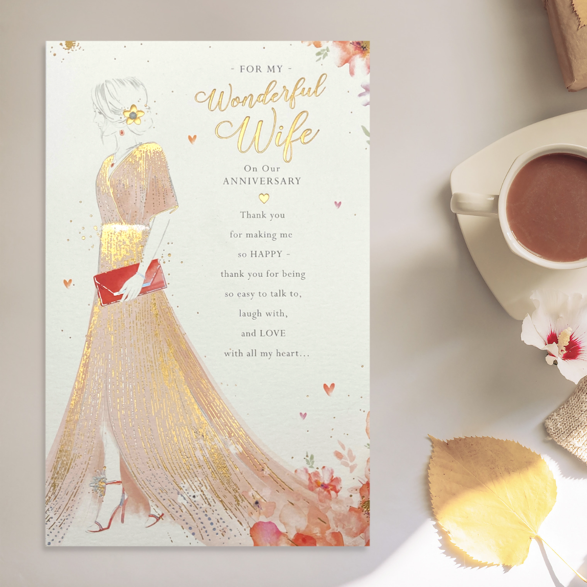 Wife Anniversary Card - Lady In Beautiful Dress Large