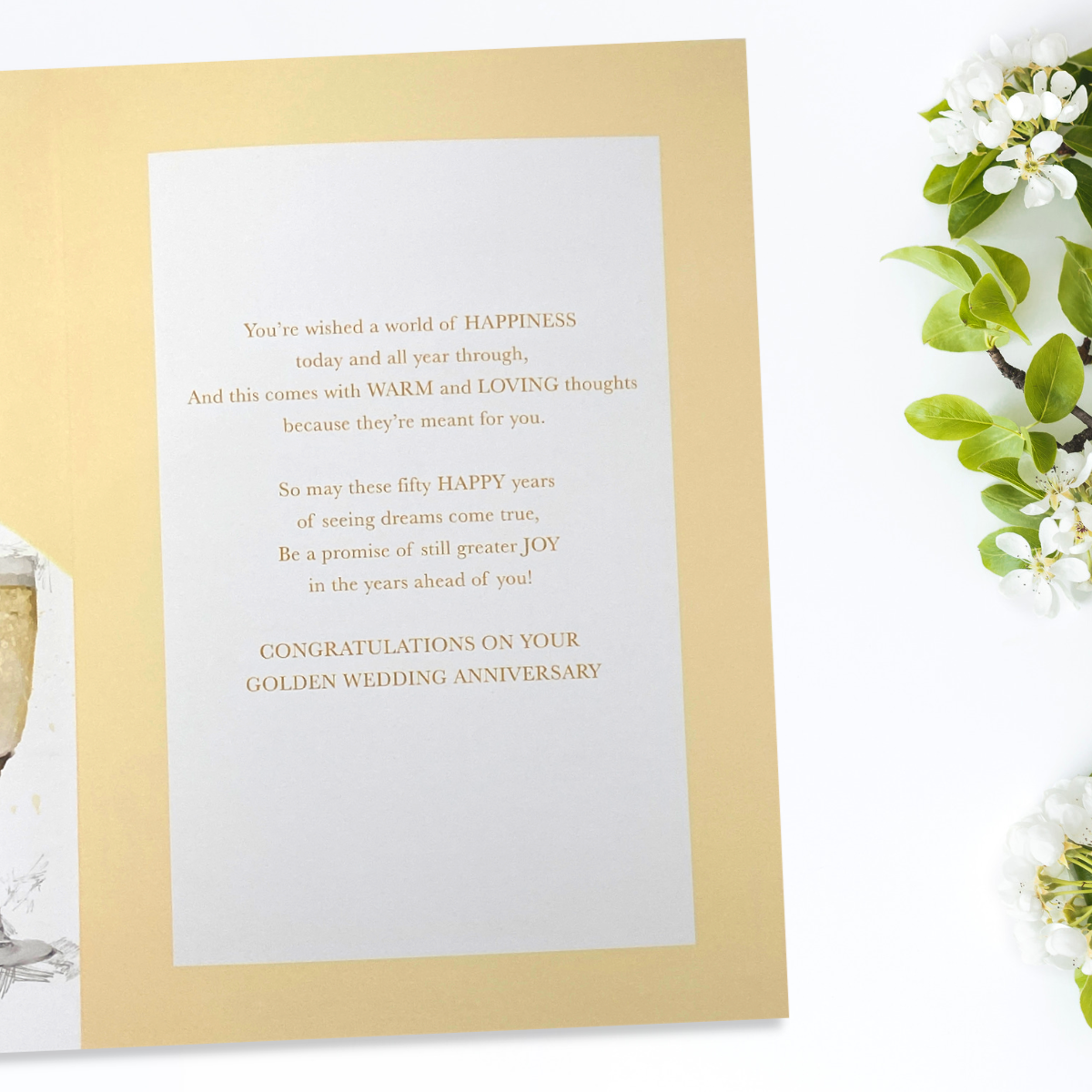 Golden Wedding Anniversary Card - 50th Heritage Yellow Roses