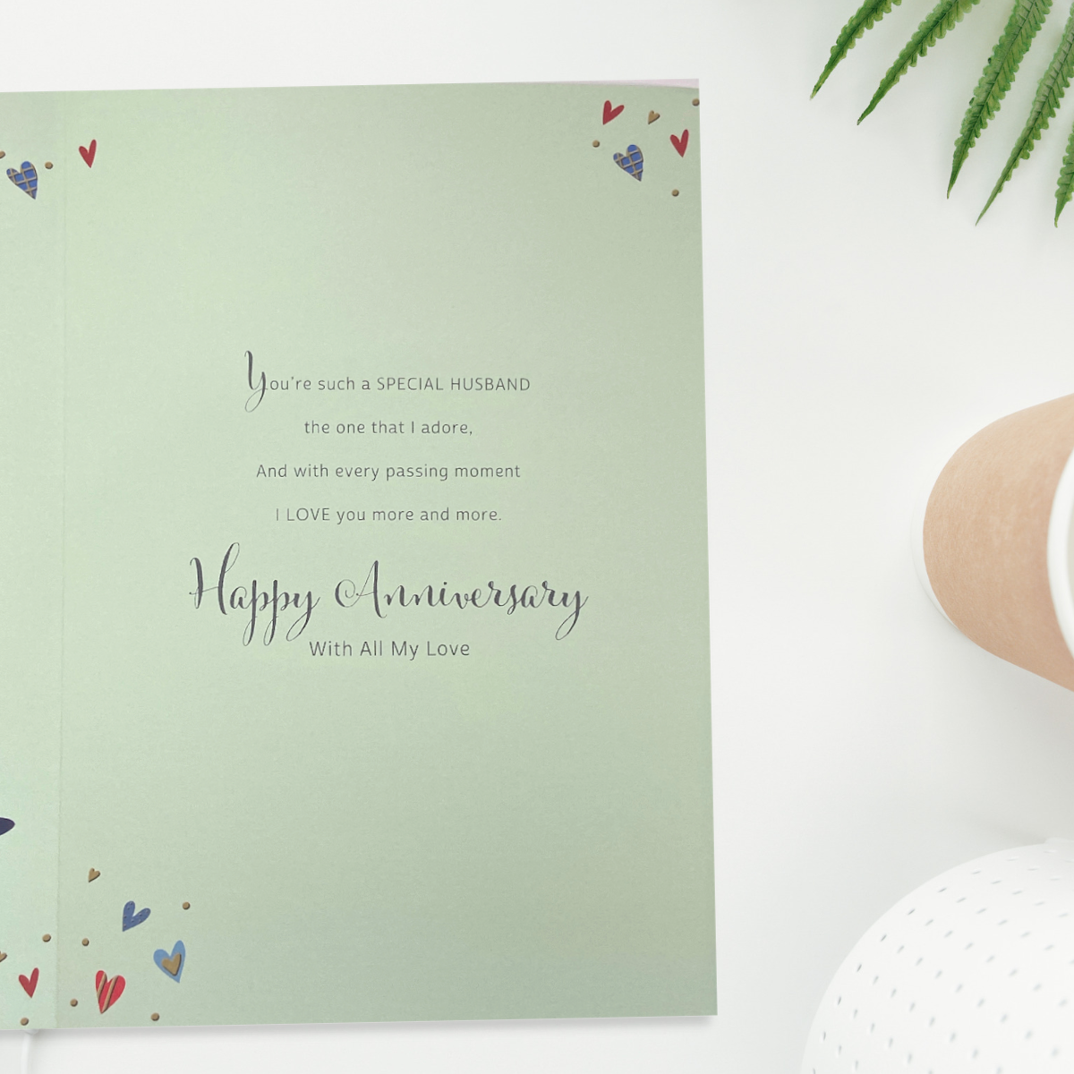 Husband Anniversary Card - Love & Hearts Flutes