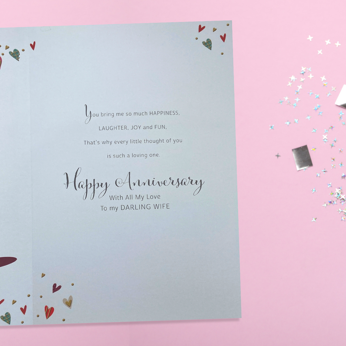 Wife Anniversary Card - Love & Hearts