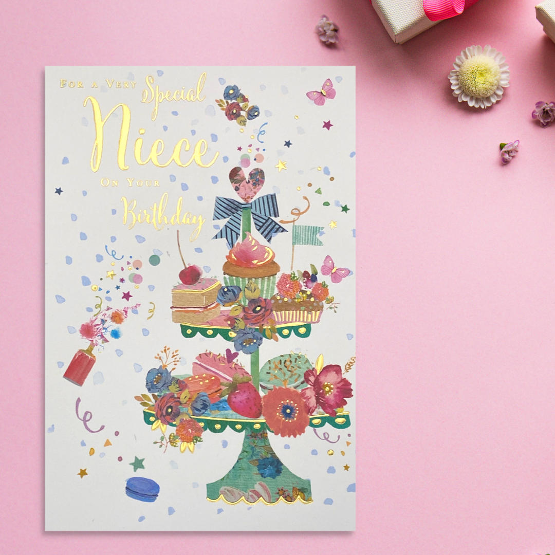 Niece Birthday Card - Pinata Cake Stand