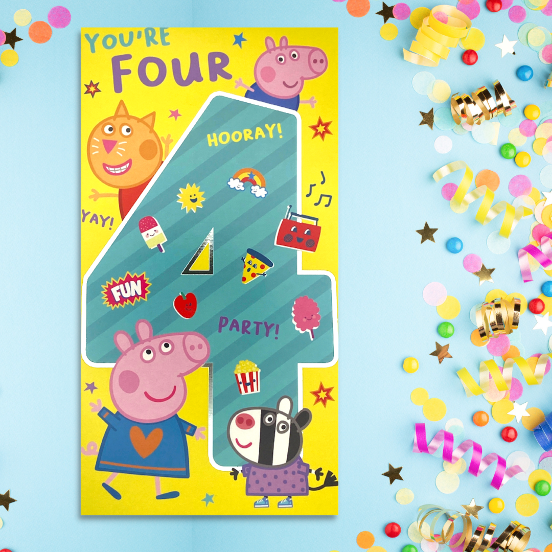 4th Birthday Card - Peppa Pig