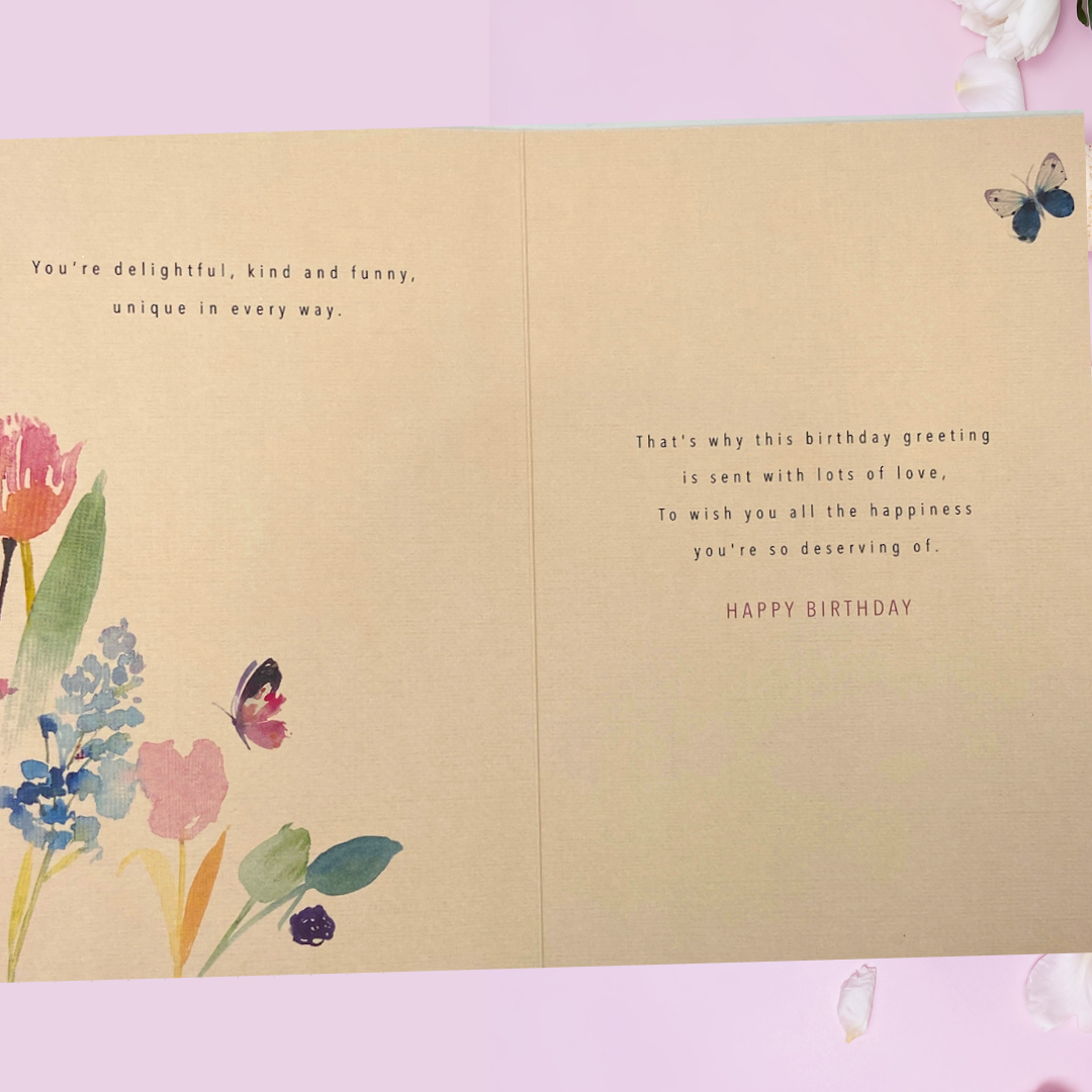 Sister Birthday Card - Textured Flowers