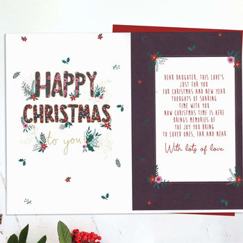 Daughter Christmas Card - Decorated Text