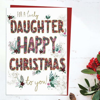 Daughter Christmas Card - Decorated Text