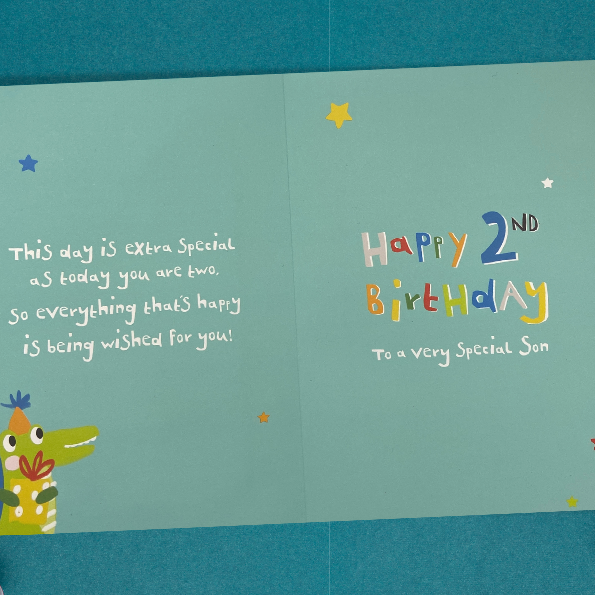Son 2nd Birthday Card - Party Crocodiles