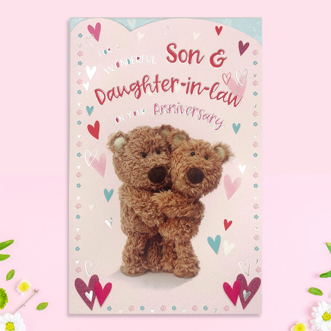 Son & Daughter-in-law Wedding Anniversary Card - Barley Bear Embrace 