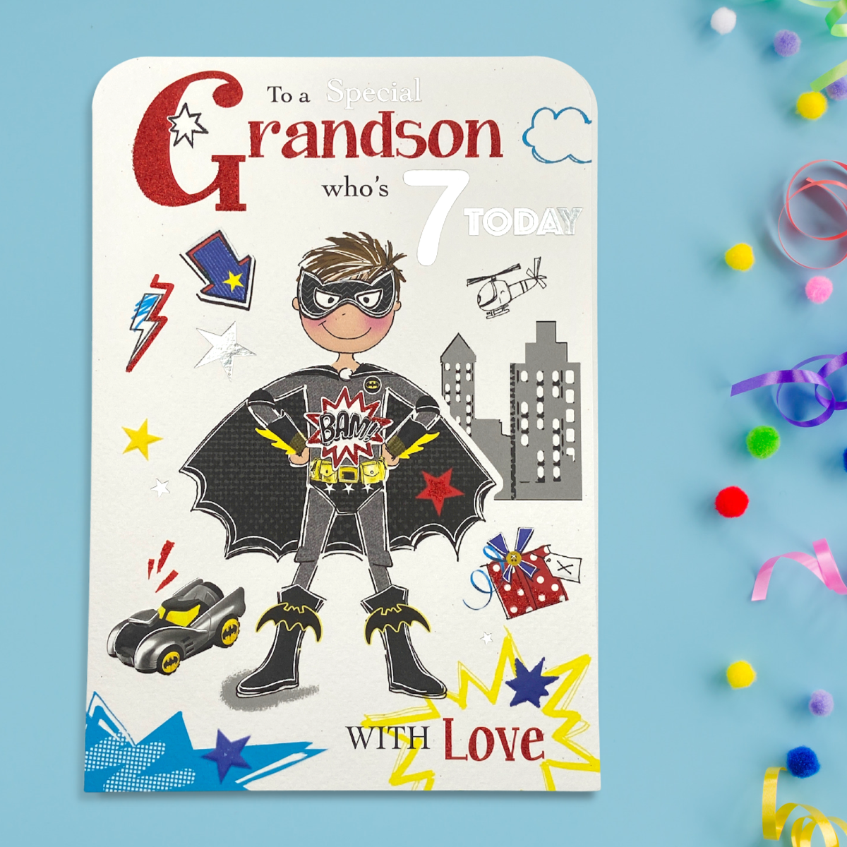 grandson age 7 front image with boy superhero