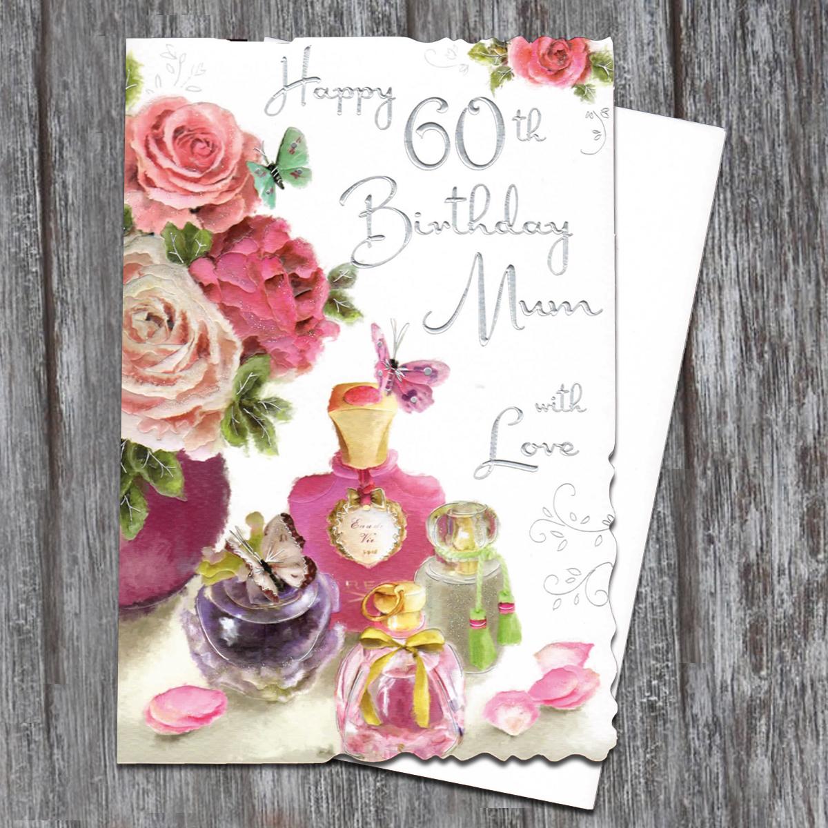 Mum Age 60 Birthday Card Alongside Its White Envelope