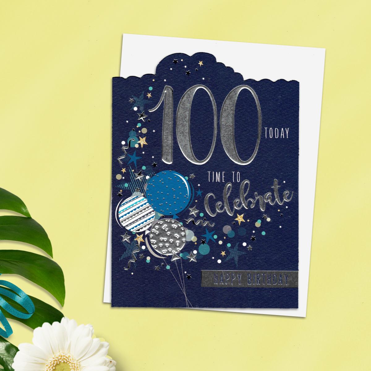 100th Time To Celebrate Birthday Design Alongside Its White Envelope