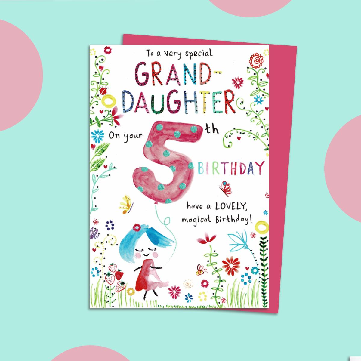 Special Granddaughter Age 5 Birthday Card Sitting On A Display Shelf
