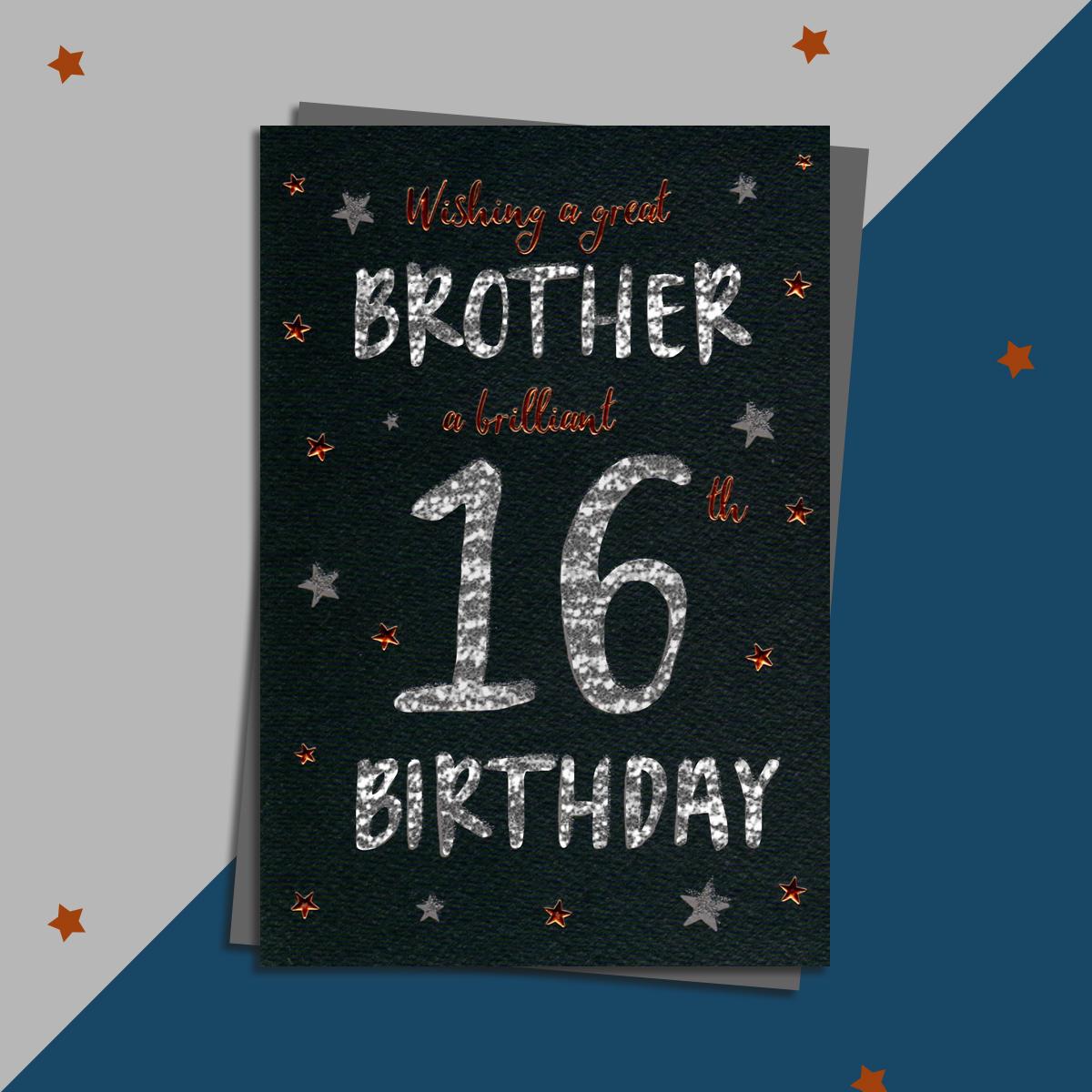 Brother 16th Birthday Card - Stars – The Celebration Store