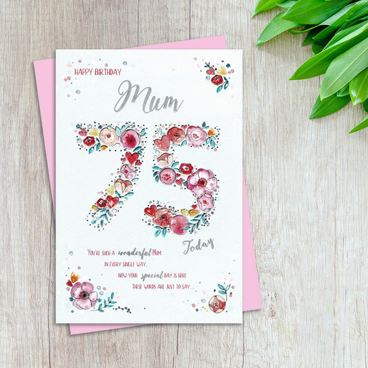 Mum Age 75 Birthday Card Front Image