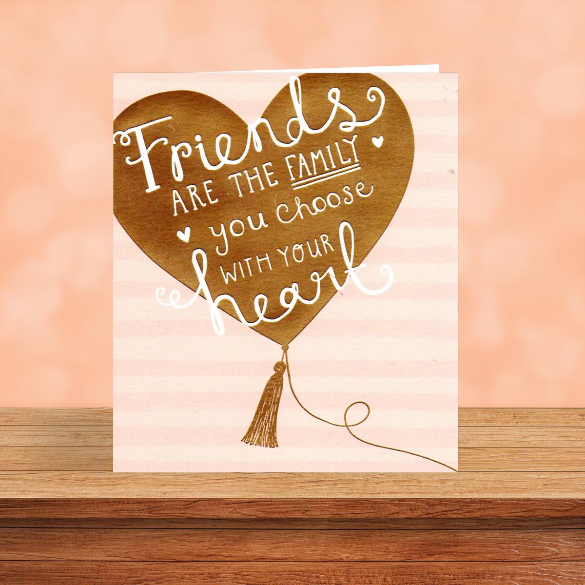 Gold Balloon Heart Friend Birthday Card Sitting On A Display Shelf