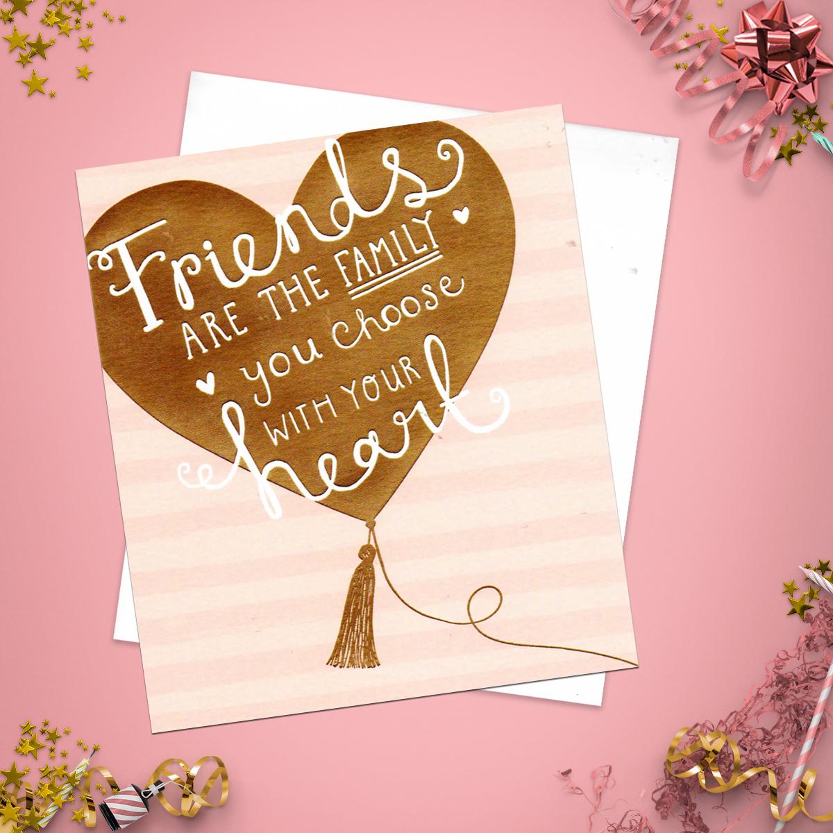 Gold Heart Friend Birthday Card Alongside Its Envelope