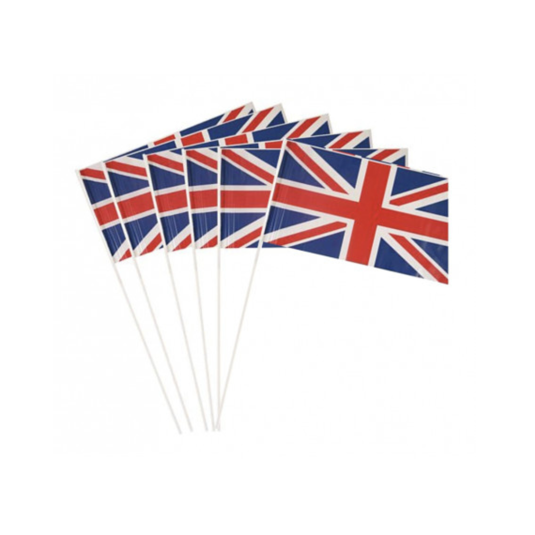 Image Showing Pack Of 6 Unmion Jack Hand Waving Flags