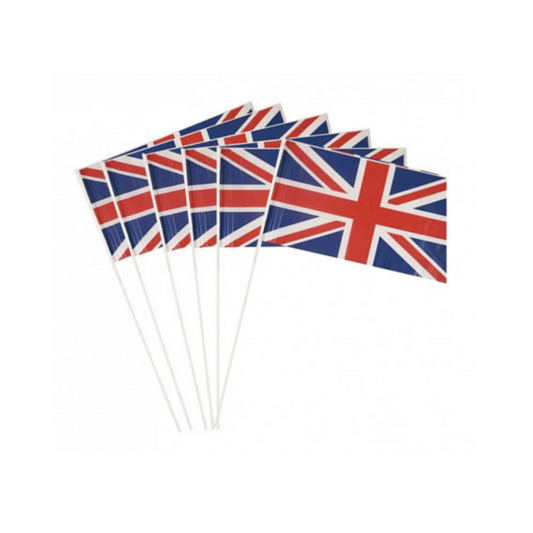 Image Showing Pack Of 6 Unmion Jack Hand Waving Flags