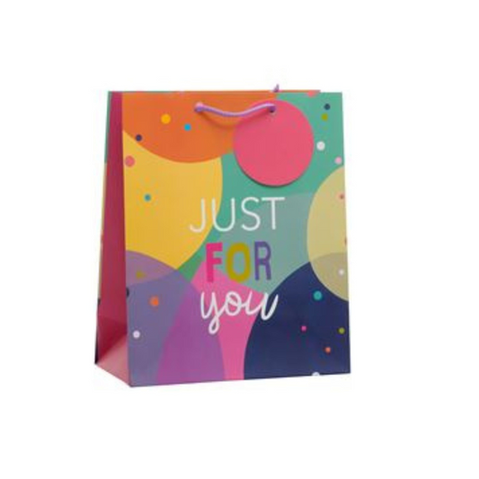 Gift Bag Medium - Just For You Balloons Pink Front Image