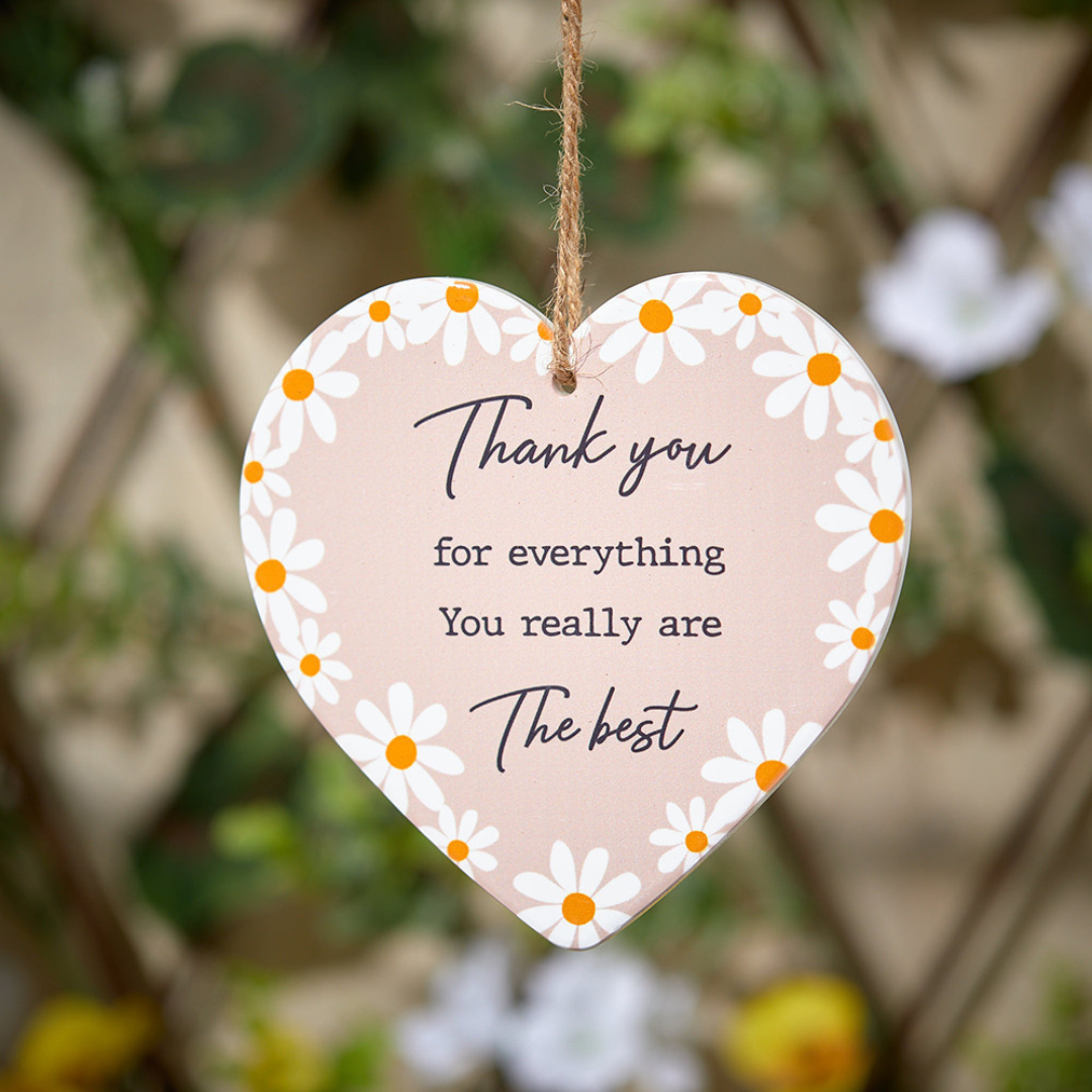 Hanging Ceramic Heart Plaque Thank You Front Image