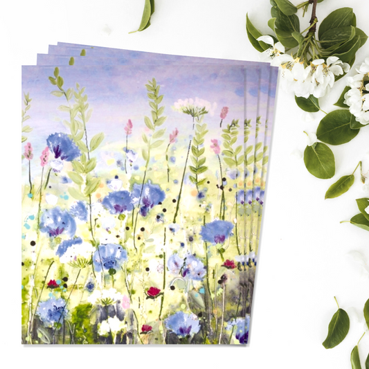Notecards - Blue Poppies - Pack of 4 Front Image