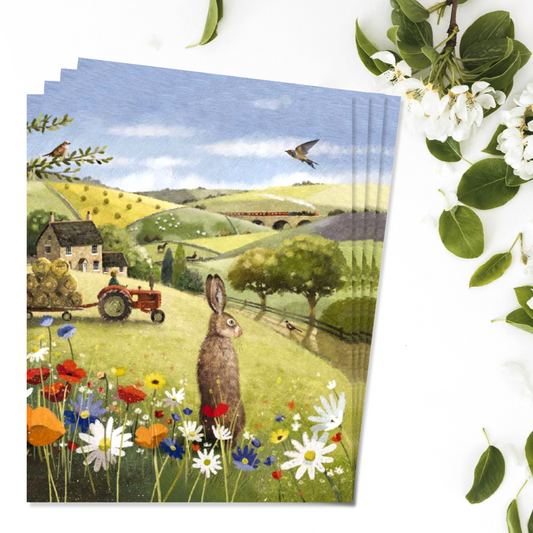 Notecards - Hare In The Field Pack Of 4 Cards Front Image