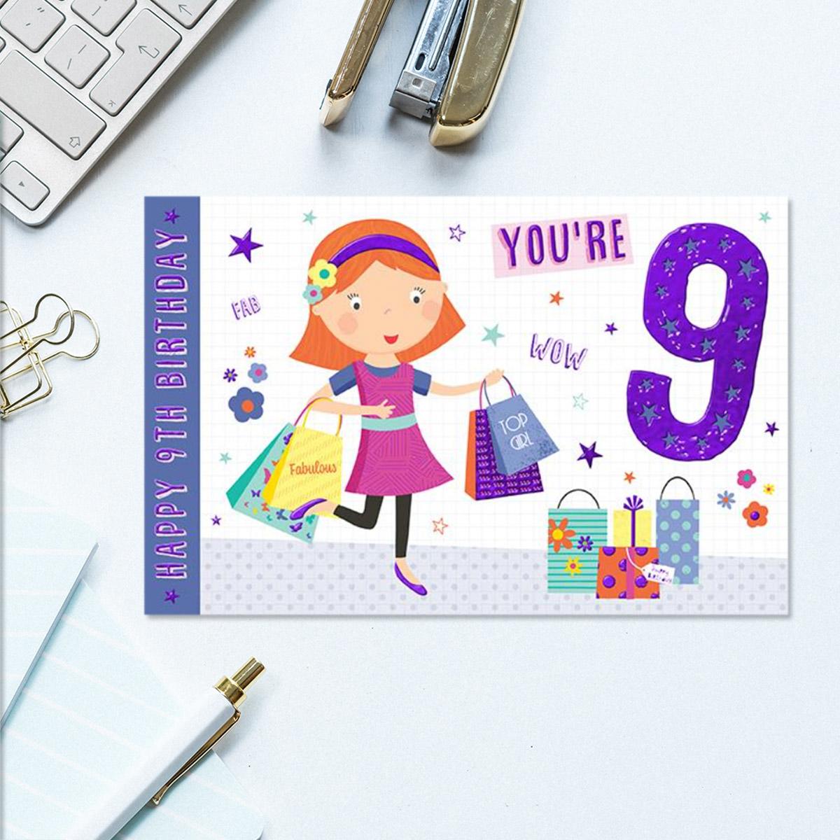 You're 9 Wow Top Girl Card Front Image