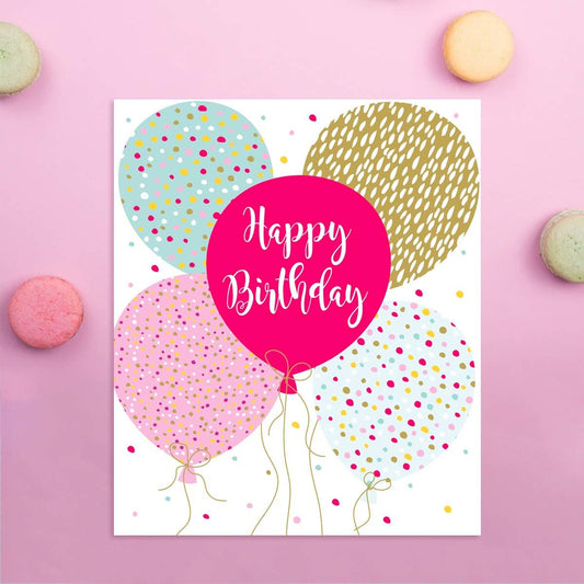 Hip Hip - Birthday Balloons Card Front Image