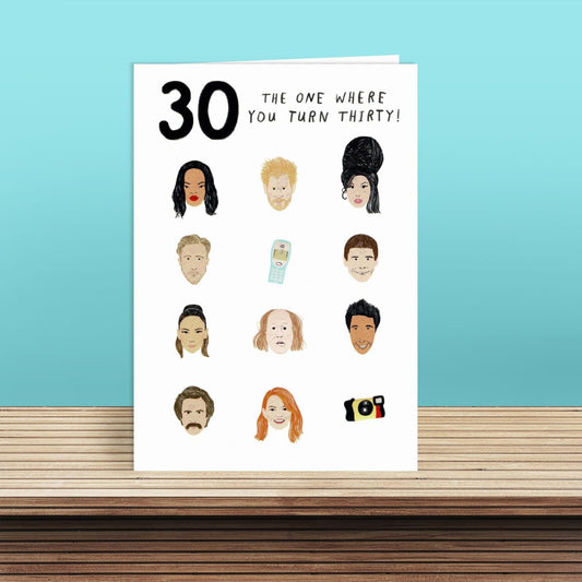 Age 30 Icons Greeting Card Alongside Its Envelope