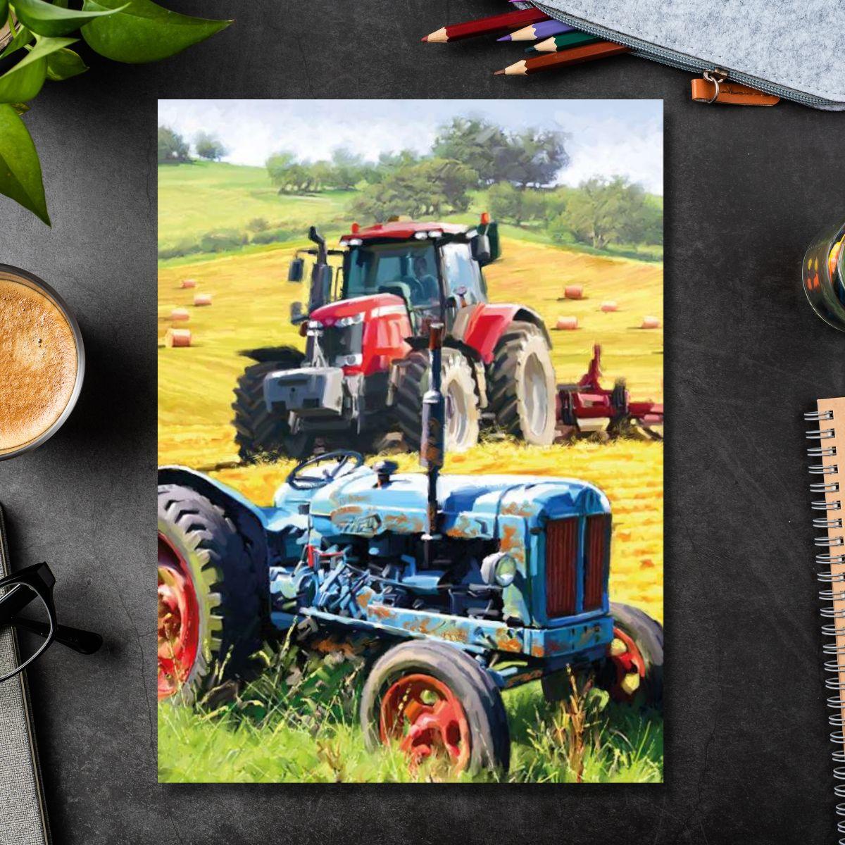 Two Tractors Birthday Card Front Image