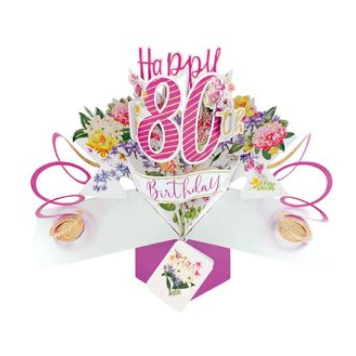 80th Pop Up Card Shown As How The Recipient Would Receive It