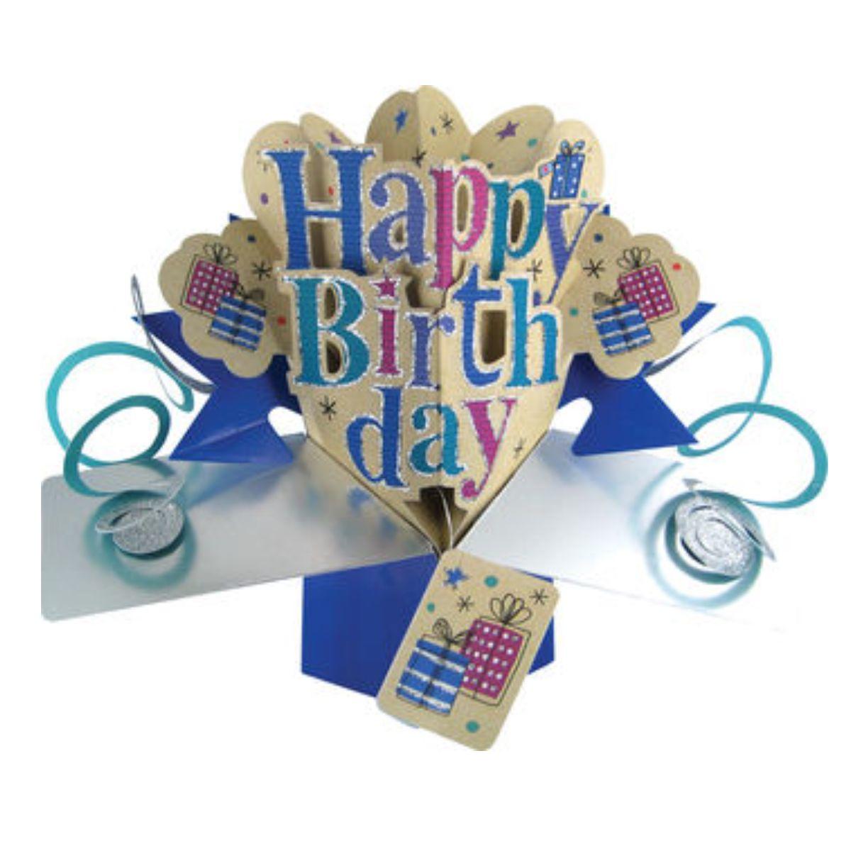 Pop Up Card - Happy Birthday Blue Image