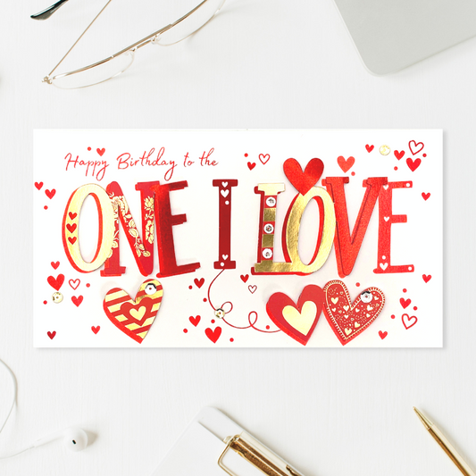 One I Love Birthday - Decoupage Hearts Front Image