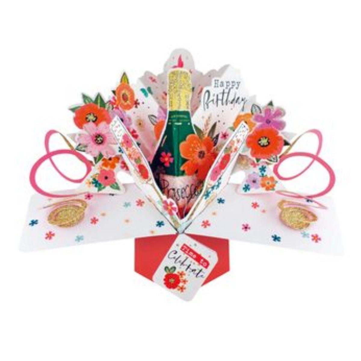 Pop Up Card - Prosecco & Flowers Image