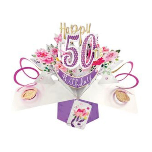Pop Up Card - 50th Flowers Image